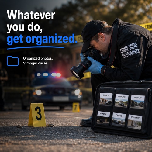Photo Report PDF preview with labeled incident photos and reference documentation